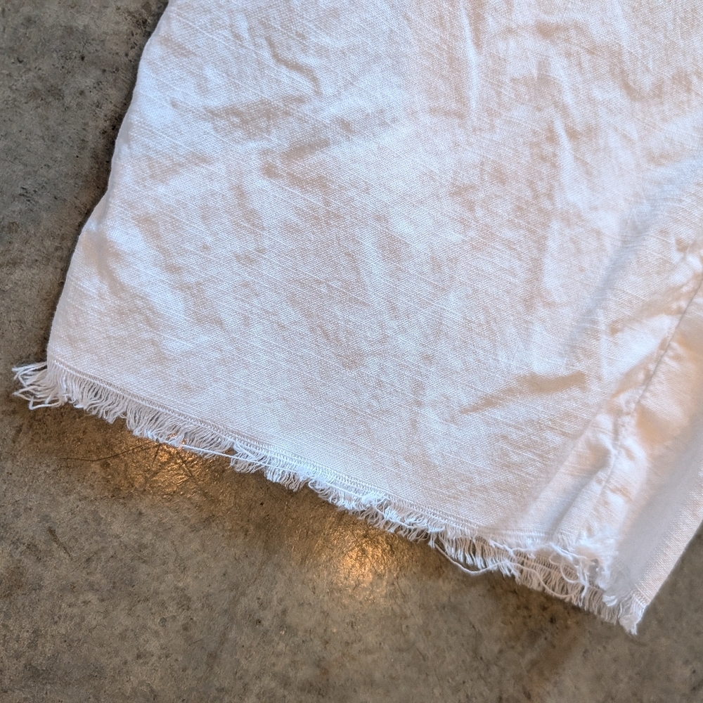 Frank & Eileen Kinsale Linen Blend White Raw Hem Cropped Pants Size 4 - Picture 8 of 11